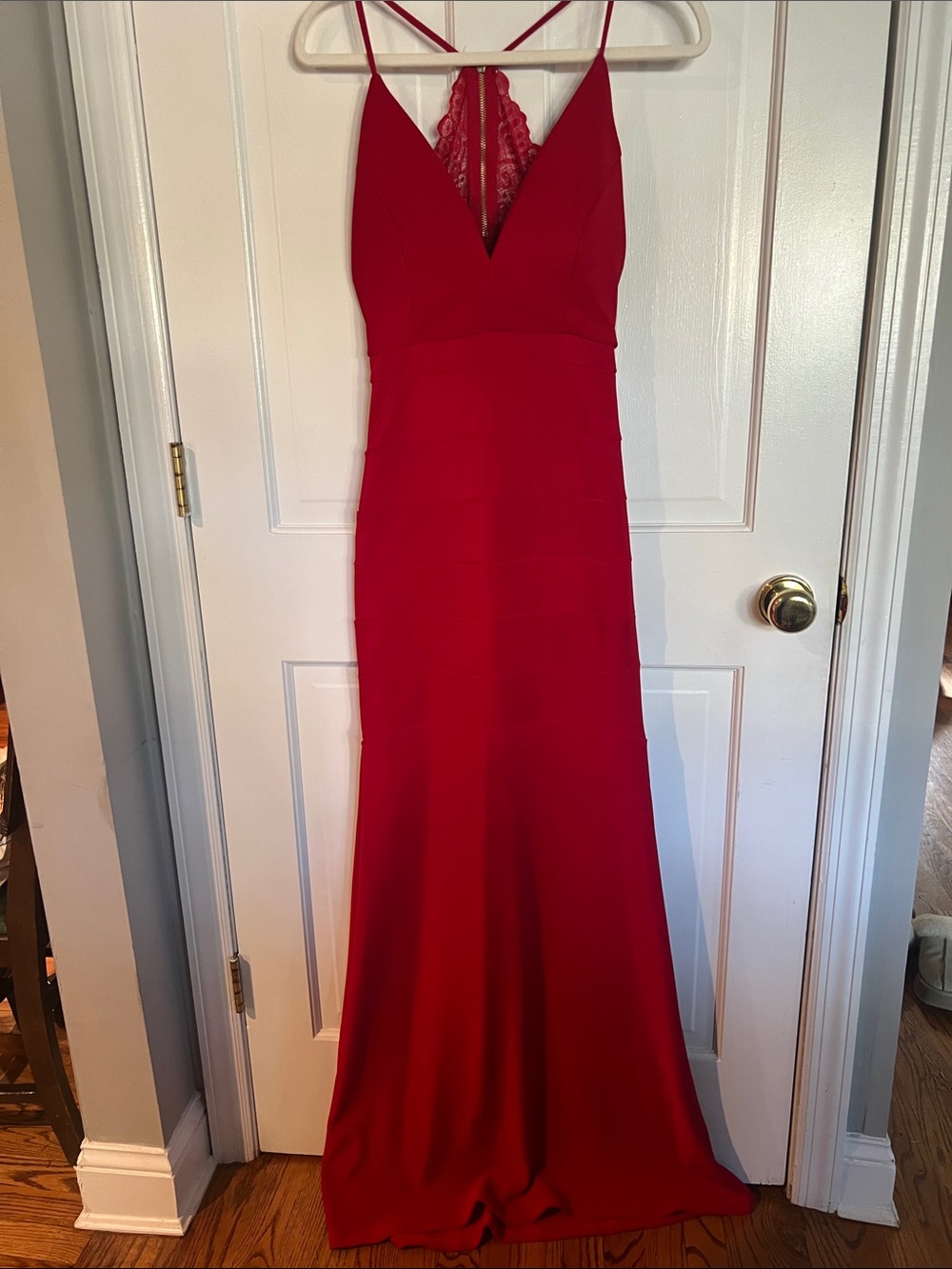 Emerald Sundae Red Lace-Back Maxi Dress